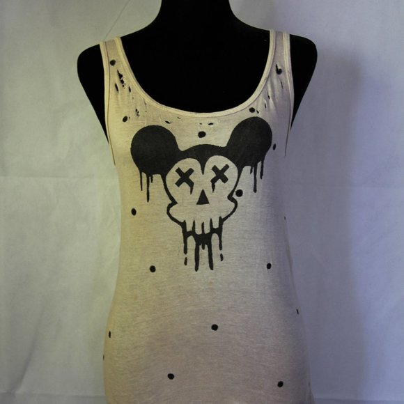 Mickey Mouse Skull Shirt custom Handmade Women - Picture 1 of 4